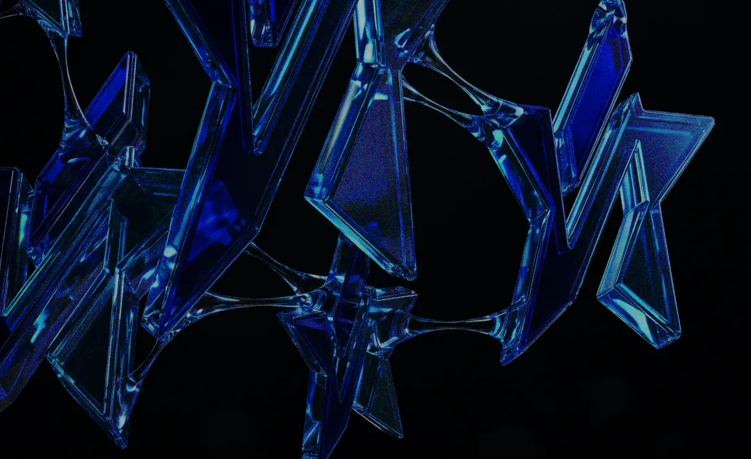 Escultura de cristal azul da identidade Mazzal